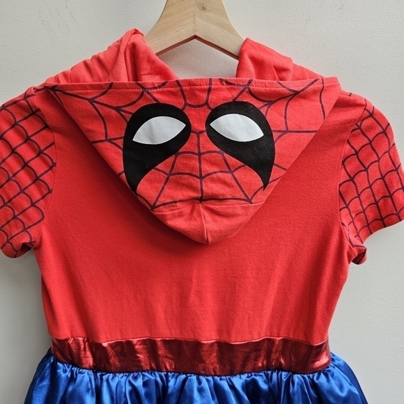 Marvel Spider-Man Princess Dress with Spider Eyes on Hood Costume Size XL Girls - Picture 4 of 8
